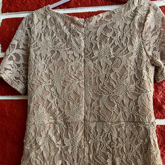 Nude Lace Sparkling Midi Dress Belt in Middle - Picture 7 of 7